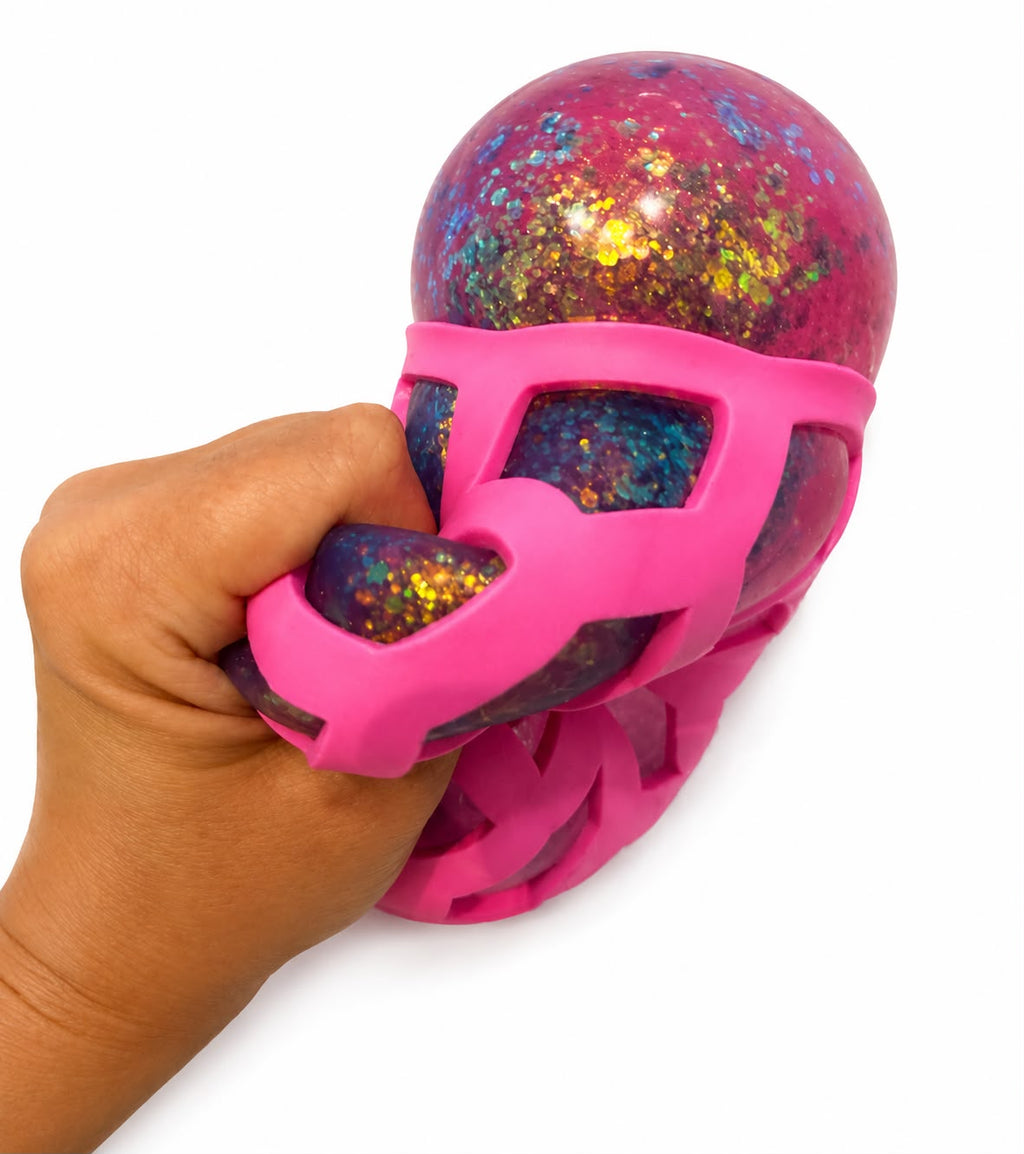 Giant Hex-Mesh Glitter Stress Ball
