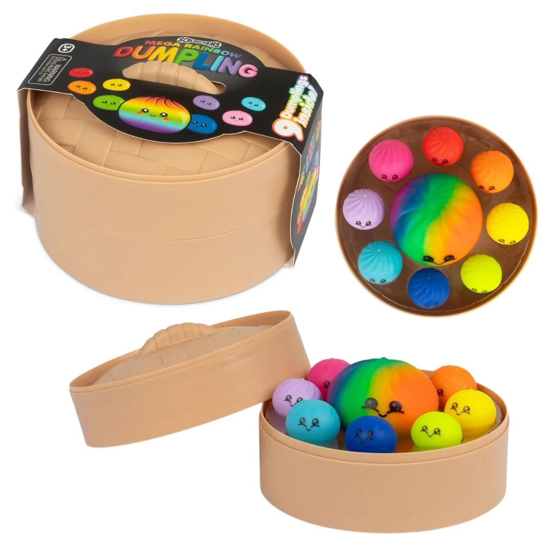 🌈 Scrunchems Mega Rainbow Dumpling Set – 9 Dumplings Inside!