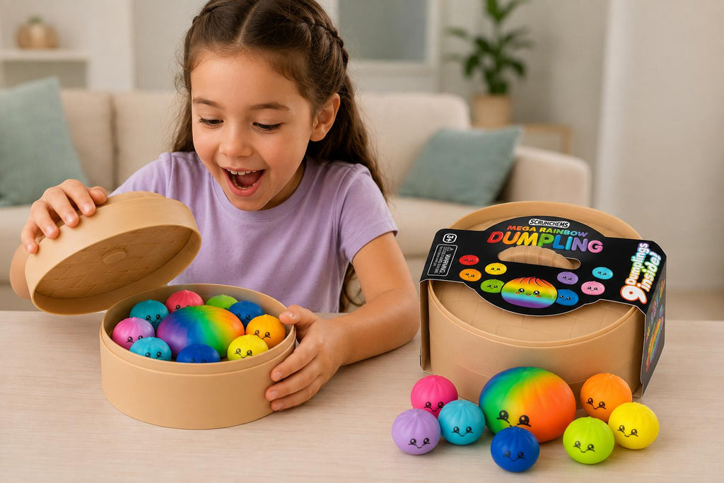 🌈 Scrunchems Mega Rainbow Dumpling Set – 9 Dumplings Inside!
