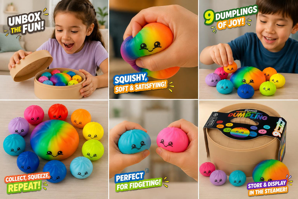 🌈 Scrunchems Mega Rainbow Dumpling Set – 9 Dumplings Inside!