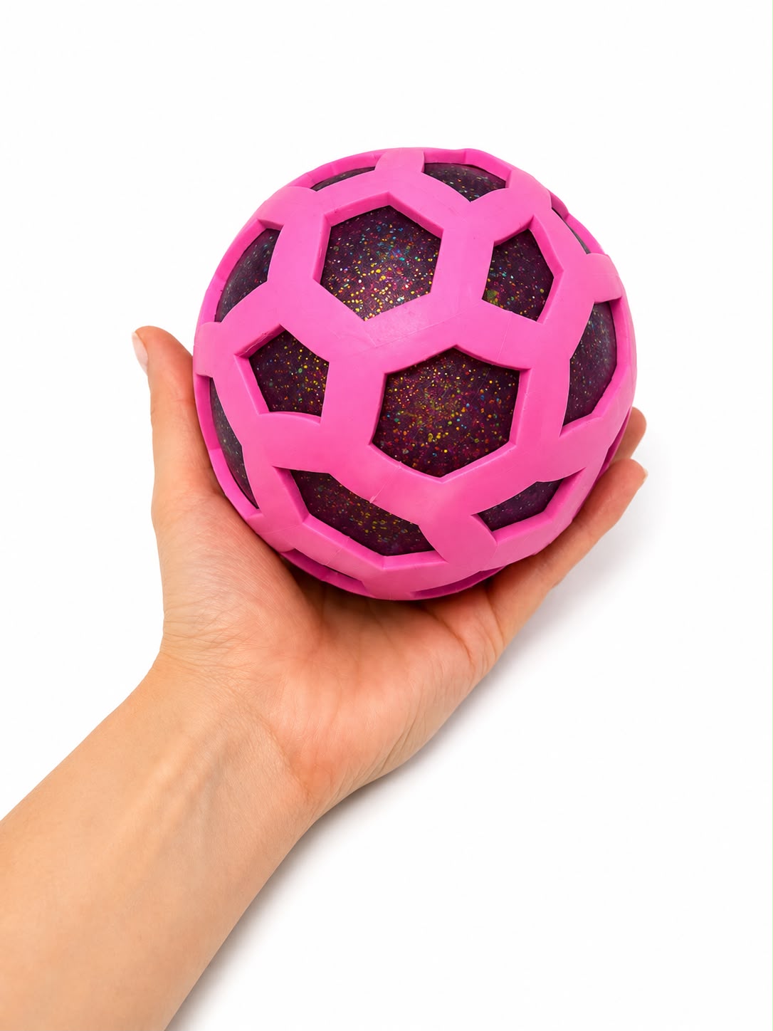 Giant Hex-Mesh Glitter Stress Ball